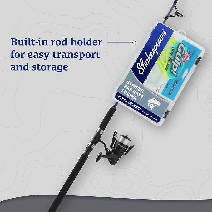 Shakespeare Catch More Fish Spinning Reel and Fishing Rod Combo with Kit