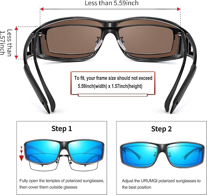 URUMQI Polarized Sunglasses Fit Over Glasses for Men Women, Wraparound Sun Glasses UV400 Protection for Driving Fishing