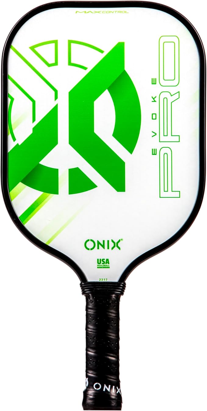 Onix Evoke Pro Composite Face Incredible Touch Maximum Control and Spin Pickleball Paddle – Polypropylene Honeycomb Core with Protective Edge Guard Widebody Shape