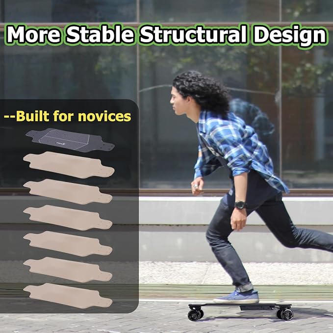 A1 Electric Skateboard with Remote, Rang Up to 17 Miles/24, 8 Ply Canadian Maple, Smooth Breaking, Suitable for Younger Beginners