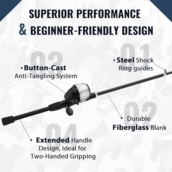 WIDDEN Kids Fishing Pole, Youth Fishing Rod and Reel Combo - Telescopic Portable Fishing Pole with Tackle Box Bag Starter Anglers Set, Fishing Gear Kit for Boys Girls Teens Age 5-18 and Beginners