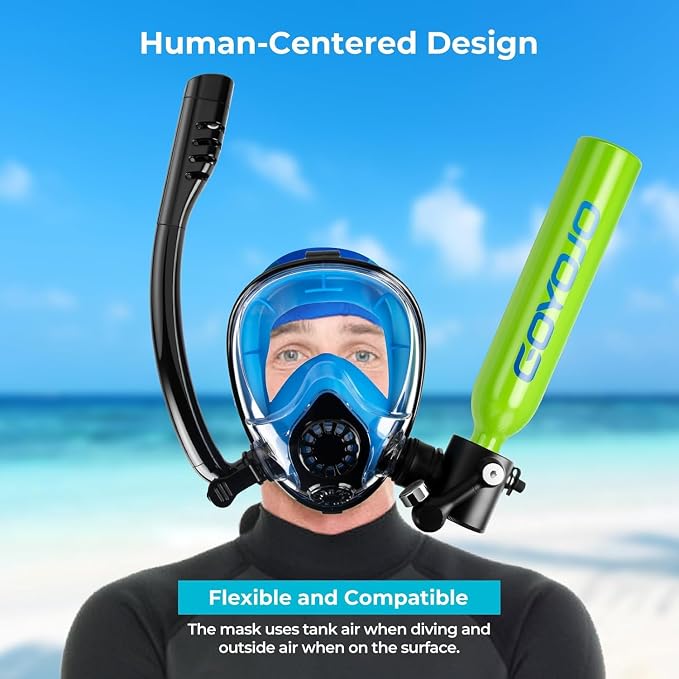 GOYOJO Mini Scuba Tank with DOT Certified, Portable Scuba Diving Kit with Optional Snorkel Mask Combo, Refillable Emergency Backup Pony Bottle for Snorkeling, Underwater Breathing, Training