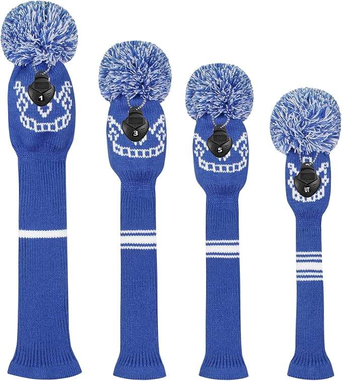 Scott Edward Knit Wood Golf Club Head Covers 4 Pieces Knitted Item Fit Over Well Driver Wood(460cc) Fairway Wood and Hybrid(UT)