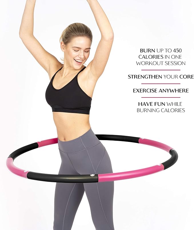 Pinc Active Exercise Fitness Hoop for Adults - Easy to Spin, Premium Quality and Soft Padding Weighted Hoop - Detachable Hoops for Home & Gym Workouts