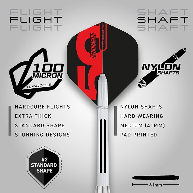 RED DRAGON Axis Professional Darts Set - 85% Tungsten Darts with Flights, Shafts & Wallet, Soft Tip 18g and Steel Tip 24g - 28g