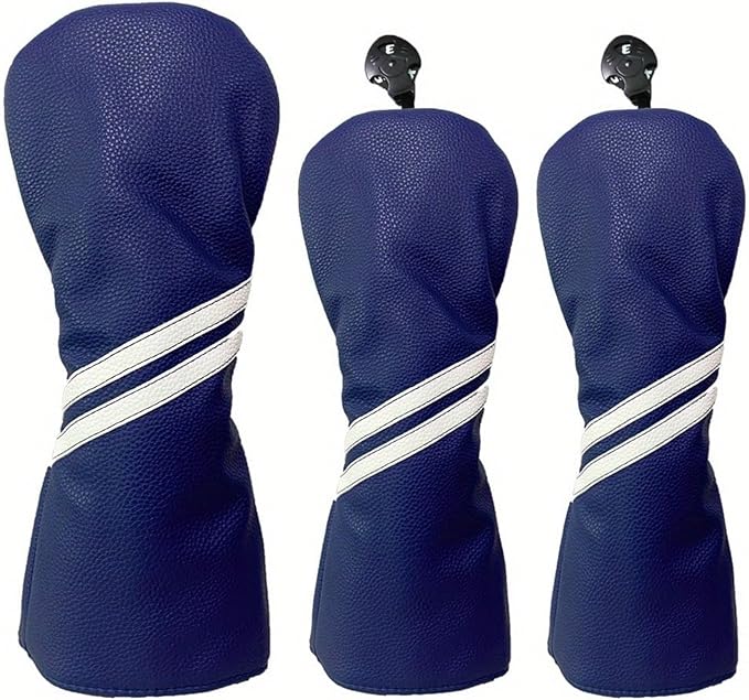 3pcs Navy Blue Golf Wood Club Headcovers 135 for Driver Fairway Wood Golf Head Covers Set