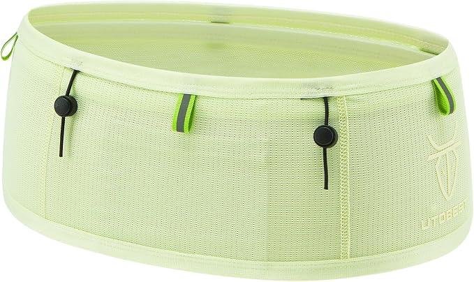 UTOBEST Running Belt for Men & Women, Bounce-Free Running Waist Pack Fits All Phones, 4-Pocket No Zipper Trail Running Belt Fits 500ml Soft Flask, Pole Carry Straps for Race, Trail (B7 Pro-Green, 2XL)