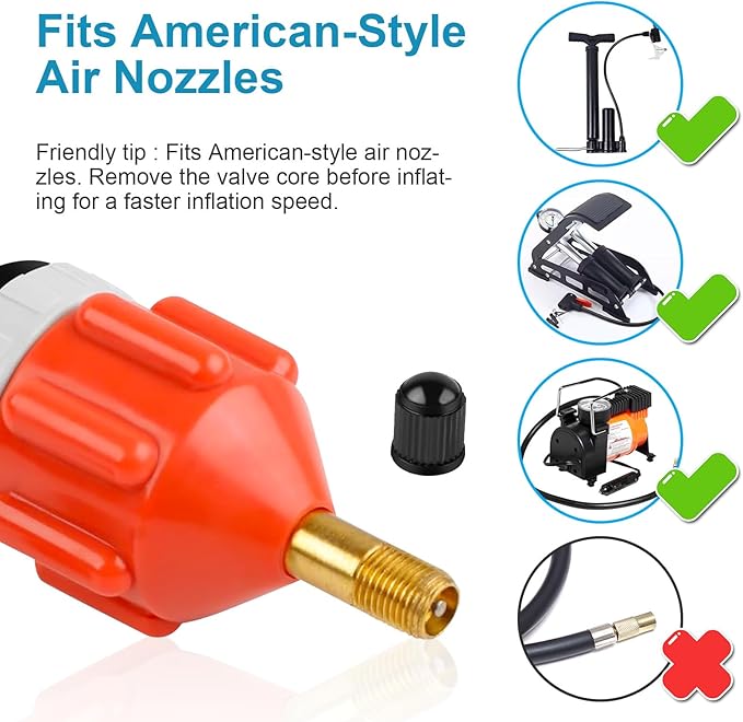 RNSXYAT 2Pcs Stand Up Paddle Board Pump Adapter, Strong Sealing Inflatable Boat SUP Pump Adaptor, Conventional Air Adapter Quickly Inflation, SUP Air Adapters for Stand-Up Paddleboard and Kayak