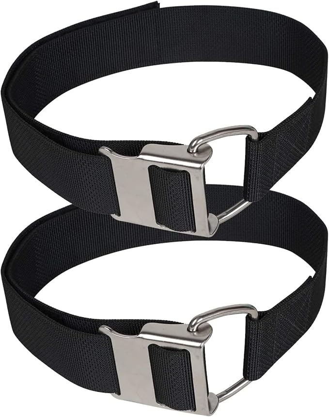 Scuba Diving BCD Tank Band, Adjustable and Sturdy Dive Tank Strap with 304 Stainless Steel Cam Buckles and Non-Slip Pads for Underwater Diving, 2 Pack