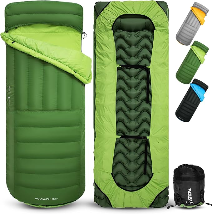 ATEPA Down Sleeping Bag for Adults, Recycled Ultralight 35°F 40°F 45°F 50°F 650FP / 700FP 3 Season Compact Sleeping Bags with Compression Sack for Backpacking Camping Hiking, Can Be Attached to Pad