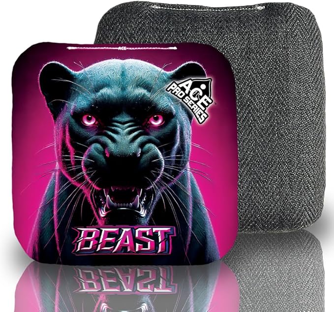 CornholeAce PRO Beast Carpet Cornhole Bags (Set of 4) | Herringbone Fabric, Waterproof, Plastic Resin Filled, Dual Sided, Professional, Regulation Size, 6x6, 16oz, Made in USA