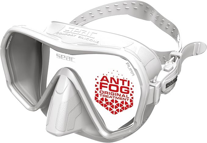 SEAC Pura – Frameless Single-Lens Silicone Diving Mask | Antifog Low Volume Mask for Diving and Snorkeling with 3D Buckle