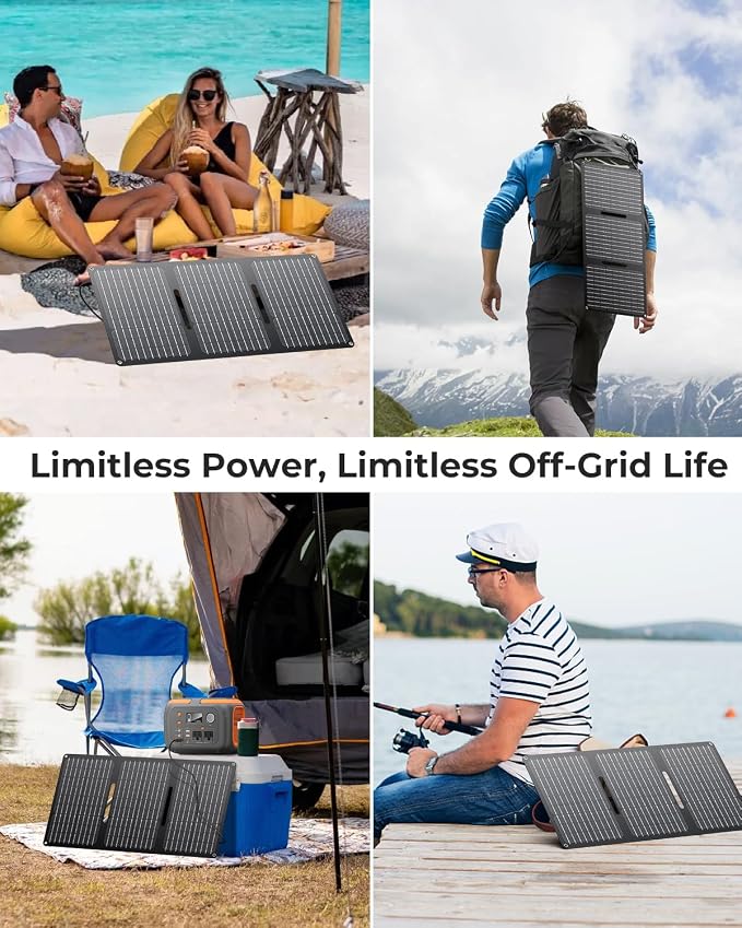 ENOFLO 30W Solar Panel Charger YT30 Foldable Solar Panel IP65 Waterproof Solar Charger with QC3.0 USB & DC Output(10 Connectors) 24% High Efficiency for Outdoor Camping
