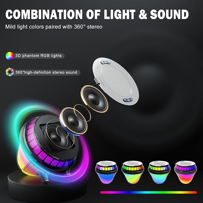 Floating Speaker for Pool, IPX7 Waterproof Floating Hot Tub Speaker with Colorful Lights, 12W Stereo Loud Sound, TWS, Portable, Wireless Party Gifts for Shower, Spa, Beach
