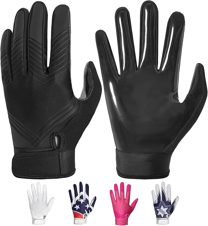 RIGWARL Football Gloves Adult Men, Youth Kids Football Gloves with Super Sticky Grip, Receiver Glove Adult Youth Kids Best Gift for Father‘s Day