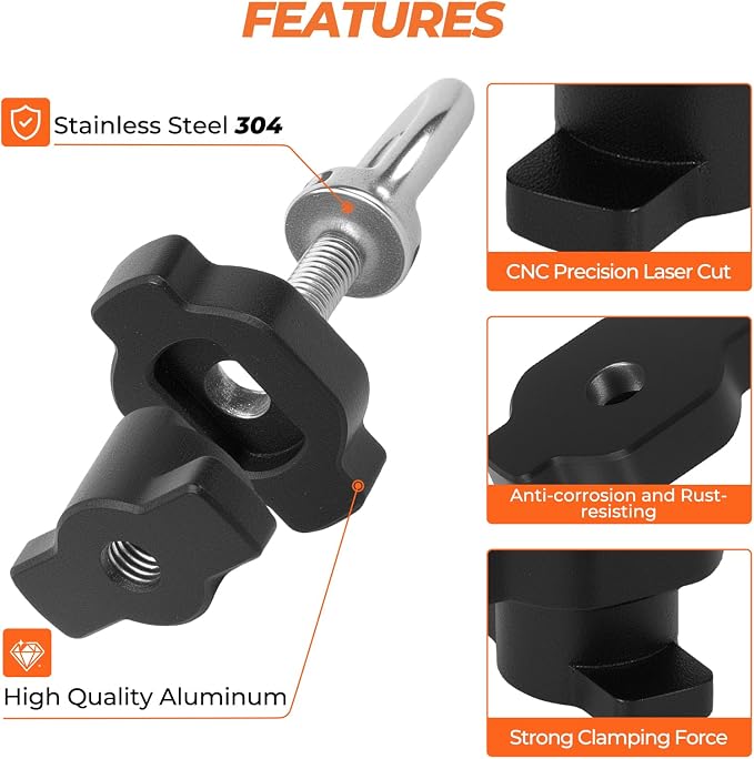 UTV ATV Tie Down Anchors Kit, CNC Aluminum Eye Bolt Accessory Anchors for Quick Attach Bed Rail Compatible with CF Moto Cforce Zforce Uforce 1000 950 800 600 625 U10 Pro Accessories