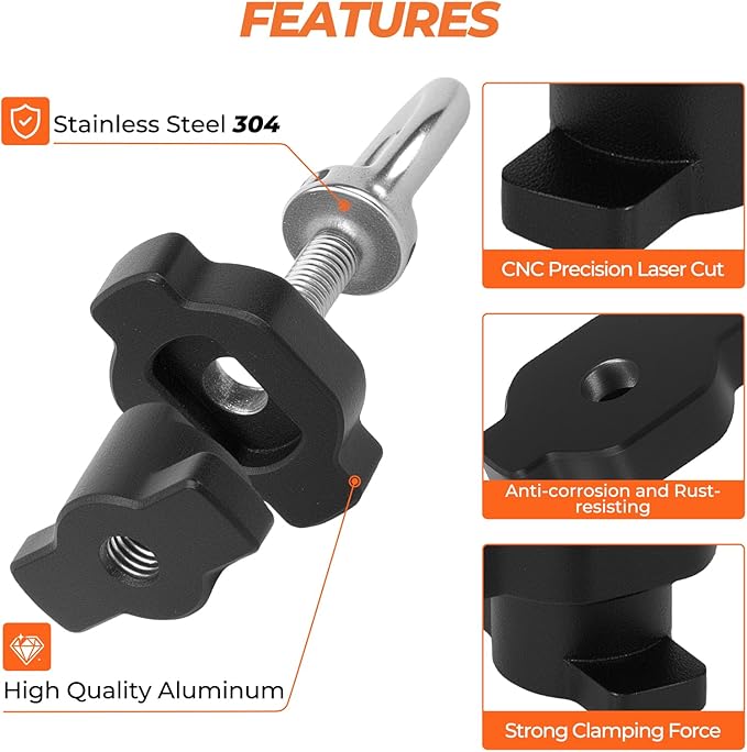 UTV ATV Tie Down Anchors Kit, CNC Aluminum Eye Bolt Accessory Anchors for Quick Attach Bed Rail Compatible with CF Moto Cforce Zforce Uforce 1000 950 800 600 625 U10 Pro Accessories