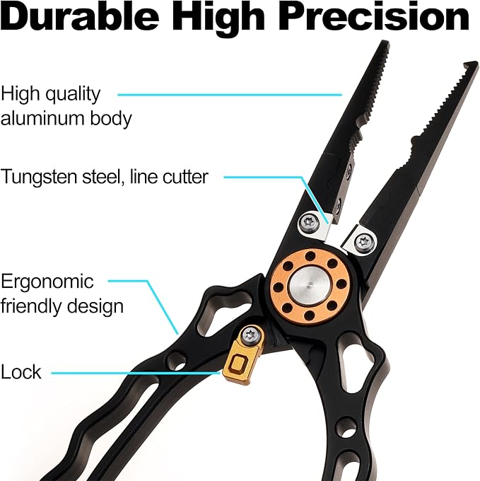7.5 Inch Fishing Pliers and Gripper, Cuts Braided and Fluorocarbon Lines, Hook Remover, Split Ring Multifunctional Fishing Pliers for Ocean Fishing, Fly Fishing, Ice Fishing Tool, Gift for Fishermen