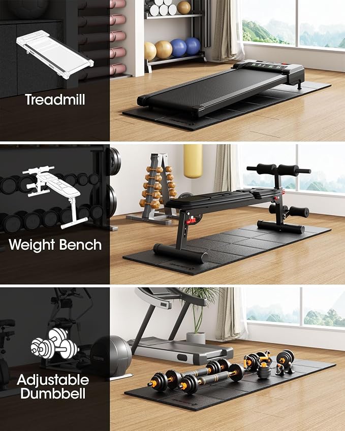 Stepwaver Walking Pad Mat for Carpet Floor, 68"x24", Treamill Mat for Hardwood Floors, High Density, 1/3 Thickness, Folable, Floor Protection for Bike, Elliptical, Treadmill