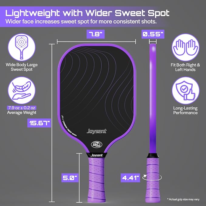 Pickleball Paddles Set, USAPA Approved Carbon Fiber Pickleball Set of 2 with Beginner Pickleball Rackets, Indoor Outdoor Pickle Balls for Adults Men Women, JT-1