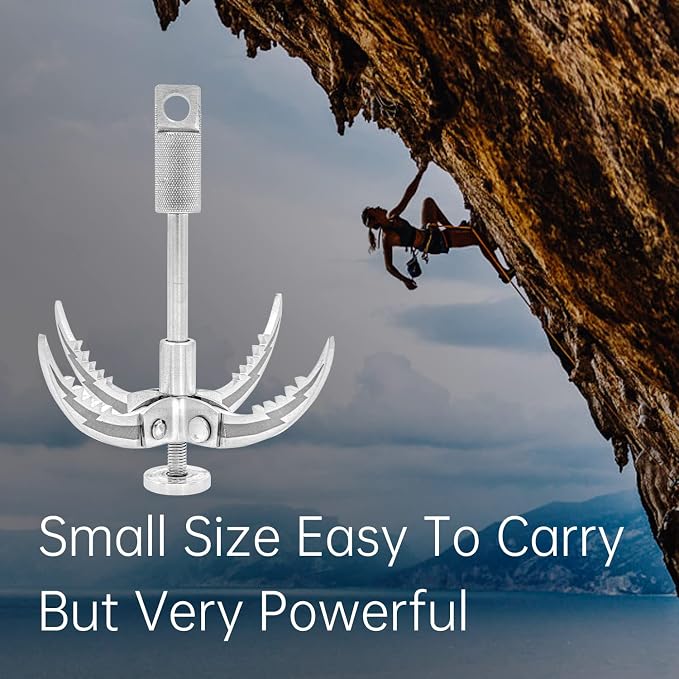 Grappling Hooks - Survival Claw Multifunctional Stainless Steel Large Hook with 20M(64ft) Static Rock Nylon Rope, Grappling Hook with Rope, Tree Climbing Gear Anchoring Fishing Rescue Vehicle Towing