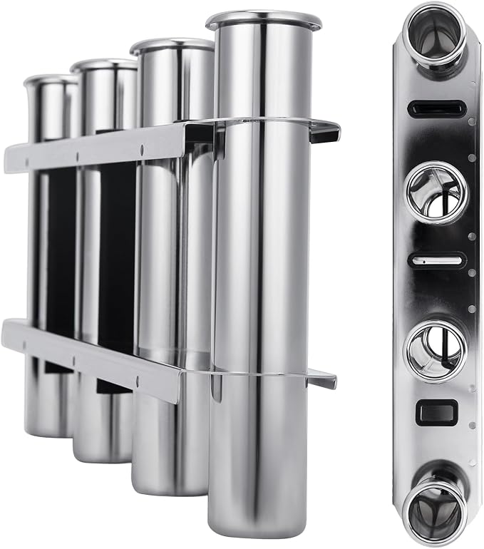 4 Tube Fishing Rod Holder & Boat Organizer Rod Rack Stainless Steel Fishing Rod Bracket Tube-linked Fishing Accessories