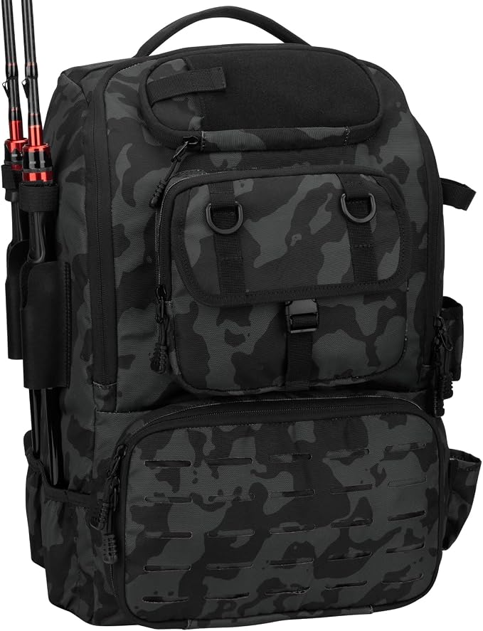 Fishing Backpack with Rod Holders,40L Large Water-resistant Fishing Tackle Bag with Cooler,Tackle Box Backpack