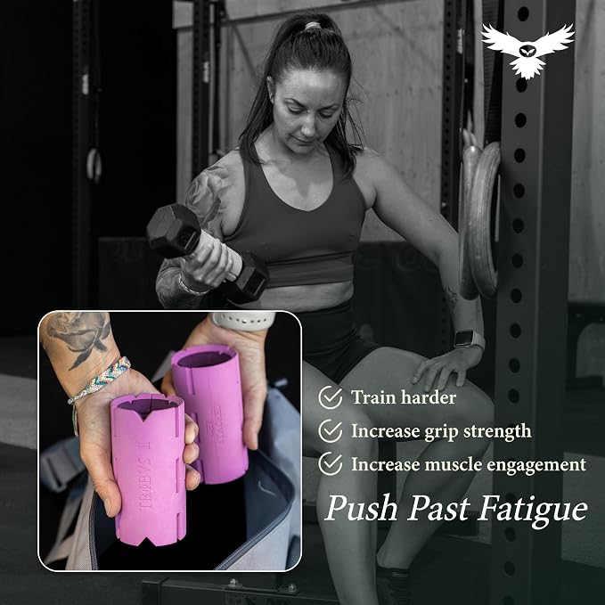 Tribus Thick Grips for Dumbbells & Barbells (2.05" & 2.44”) — Thick Grips for Dumbbells Bars & Fitness Equipment — For Grip Strength & Arm Training, Non-Slip Heavy Duty Rubber