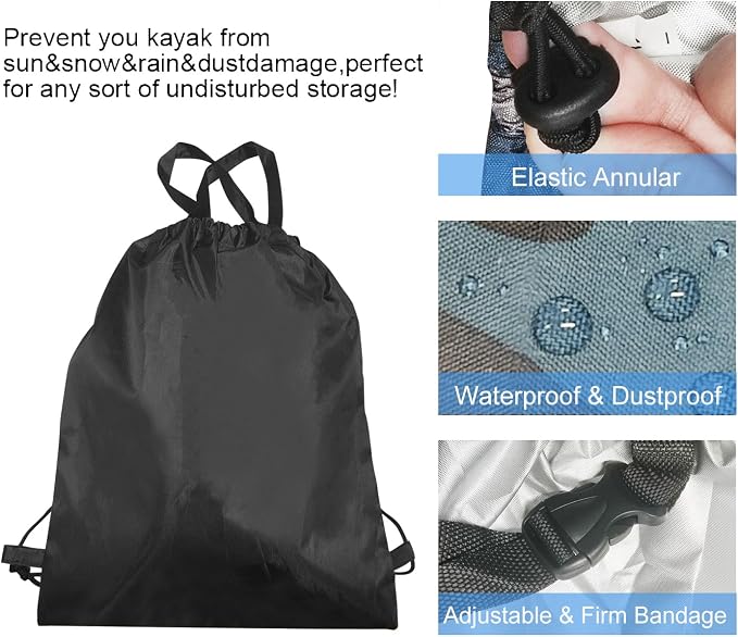 420D Durable 2.6m-6m/7.8-18ft,7 Sizes, 9 Color Durable Kayak Cover Canoe Cockpit Dust Cover, Waterproof UV Sunblock Shield Protector for Fishing Boat,Kayak,Canoe,Paddle Board
