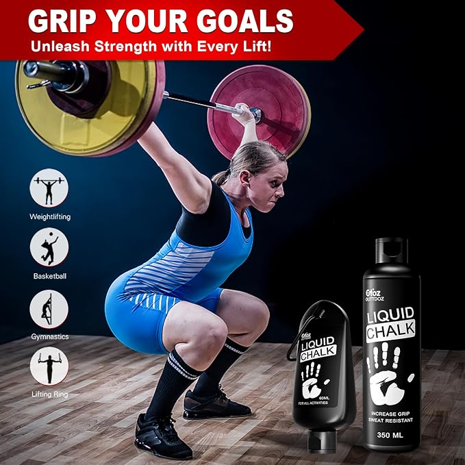 Pro Grade Liquid Chalk 2 oz or 12 oz Mess-Free Gym Chalk for Weightlifting, Gymnastics, Rock Climbing, Dancing, Dries in Seconds