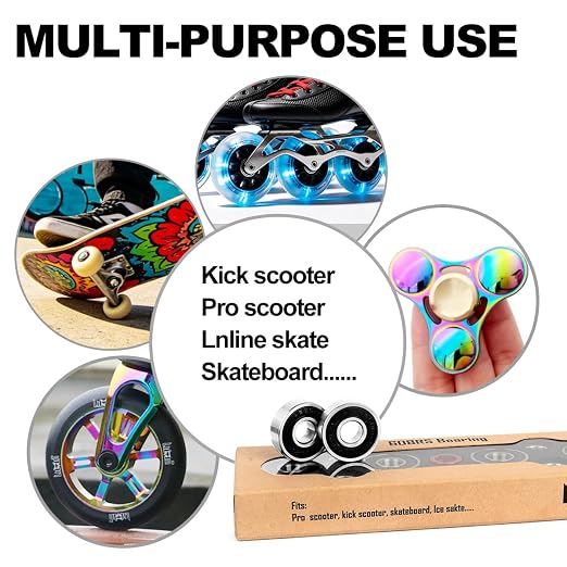 Limit LMT608RS ABEC 9 Precision Bearing Set | Fits Most Wheels, For Kick Scooters, For Pro Scooters, For Inline Skates, For Skateboards