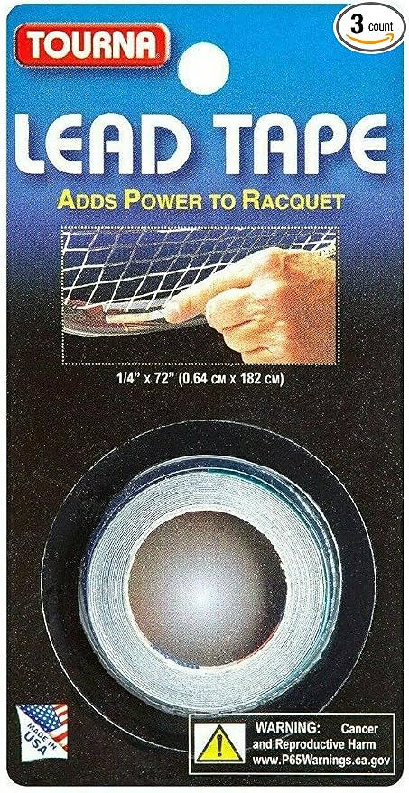 Tourna Lead Tape Tennis Racquet Racket Tape Golf Club 1/4" X 72" (3-Pack)
