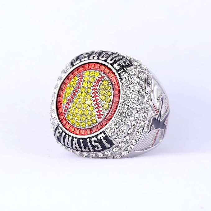 12 pcs Pack League Champions Finalist Softball Championship Awards Trophy Ring Softball Team Awards Softball Players Awards Size 9.5