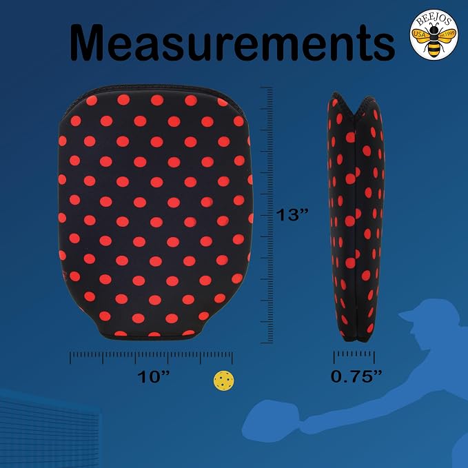 BeeJos Women's Polka Dot Collections: Premium Slip-On Pickleball Paddle Cover-Fits Standard Size Paddles-Zipperless (Paddle not Included) 6 Color Variations