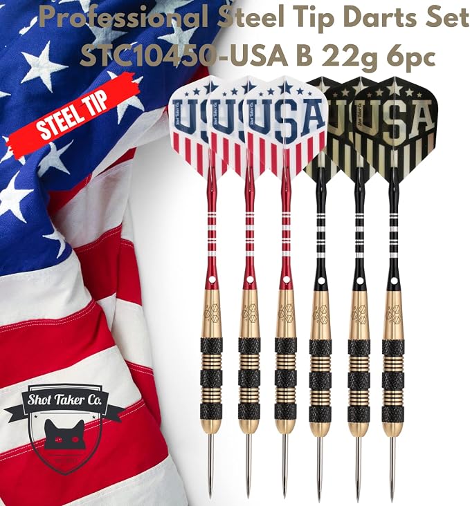 Steel Tip Darts Set - Professional Darts Steel Tip for Dartboard - Includes Brass Barrels + Plastic & Aluminum Shafts + Rubber O'Rings + Flights + Darts Sharpener + Wrench