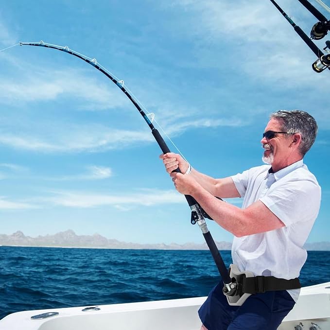 SANLIKE Stand-up Fishing Belt Adjustable Waist Fighting Belt Rod Holder