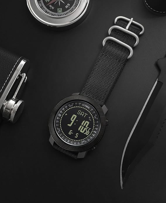 AVTREK Mens Outdoor Sport Tactical Survival Watches Hiking Digital Wrist Watch Waterproof Swimming Military Army Altimeter Barometer Compass Watches