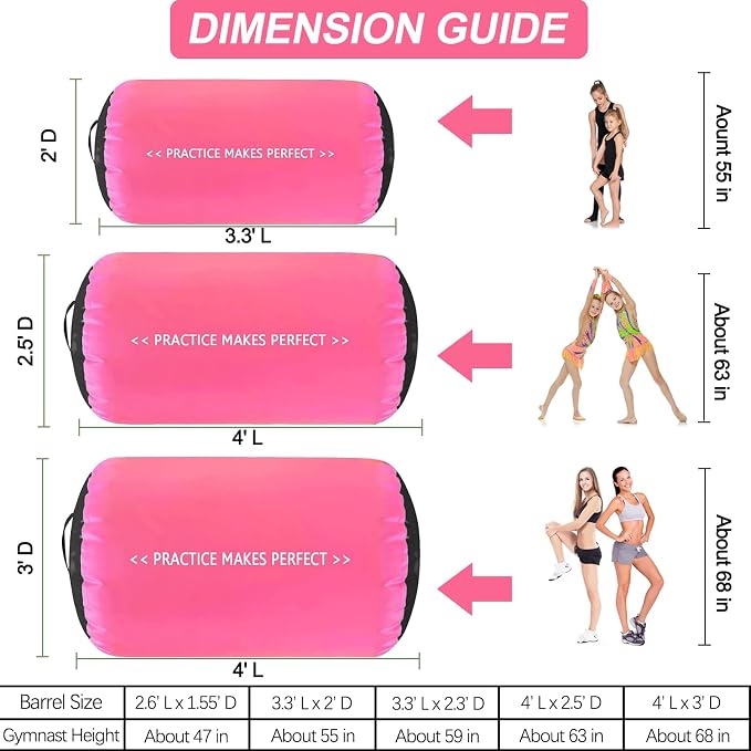 VOFiTNY Gymnastics Tumbling Equipment Air Barrel Inflatable Octagon Tumbler Roller Back-bend Trainer Cheerleading Without Pump