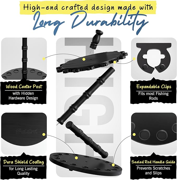 Rush Creek Creations | Fishing Rod Holder for 16 Rods, Fishing Pole Holder for Garage Organization and Storage, for Fishing Reels, Fishing Gear, Fishing Accessories, Tackle Box (360° Access))