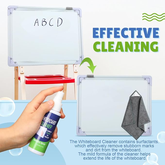 Fuyoooo 12 Pcs Whiteboard Cleaner Spray Dry Erase Board Cleaner with Magnetic Cloth White Board Cleaning Spray Removes Stubborn Marks from Whiteboards Chalkboard(100ml)