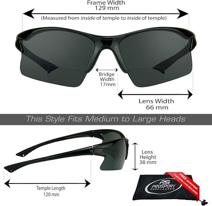 proSPORT BIFOCAL Sunglasses Readers Men Women Sport Cycling Running Fishing Golfing Riding Driving +1.50 to +3.00