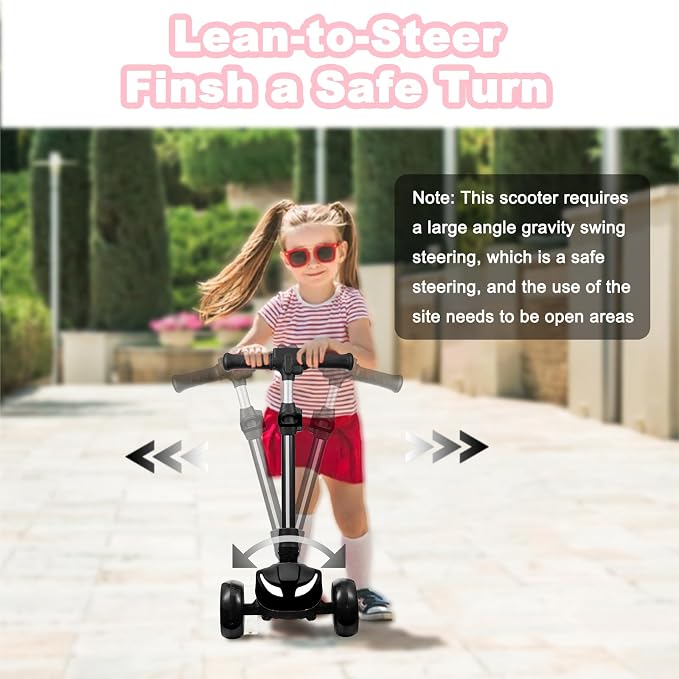 3 Wheel Electric Scooter for Kids Ages 3+, LCD Display, Colorful Lights, Reliable Thumb Throttle, 3 Adjustable Height, 5Mph Safe Speed and Long Range, Foldable Kids Electric Scooter