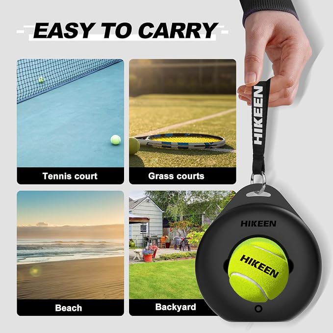 Hikeen Premium Tennis Trainer Rebound with Metal Base,Portable Solo Tennis Trainer Set with 3 Highly Elastic String Balls,Tennis Practice Equipment for Adult Kids an Beginners