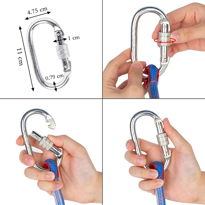Indoor Outdoor Climbing Rope, 10/12/14mm (32FT/49FT/65FT/98FT) Static Rock Climbing Rope for Escape Rope, Ice Climbing Equipment, Fire Safety Rescue Rope, with Non Slip Gloves