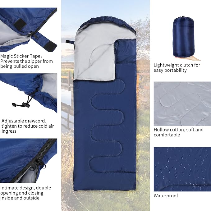 Macarrie 10 Pcs Bulk Sleeping Bags for Adults 0 Degree Waterproof Emergency Sleeping Bags with Compression Sack for Camping Hiking Backpacking Outdoor Activities