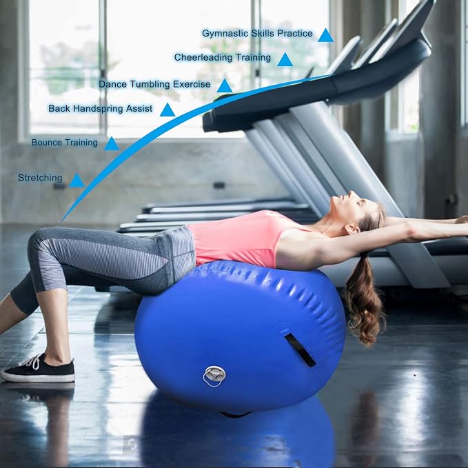 86 York Air Barrel Gymnastics Roller Inflatable Tumbling Mat, Back Handspring Training Air Mat Tumble Track Gymnastics Equipment For Home Use, Gym Training, Yoga Balance Exercise, Cheerleading with Electric Pump