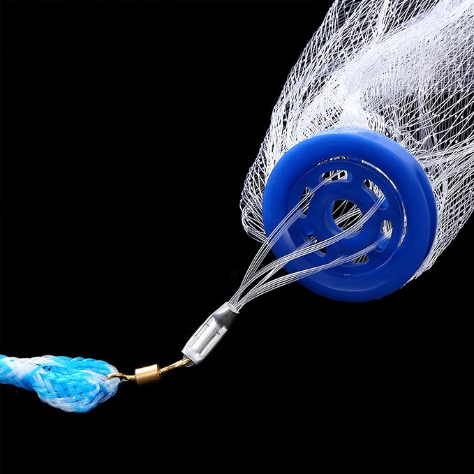 Lucky Monet 10/12/13.3/15ft Radius Large American Saltwater Fishing Cast Net for Bait Trap Fish, Easy Throw Thicken Nylon Line w/Upgraded Steel Chain Sinker, 5/8 Inches Mesh Size
