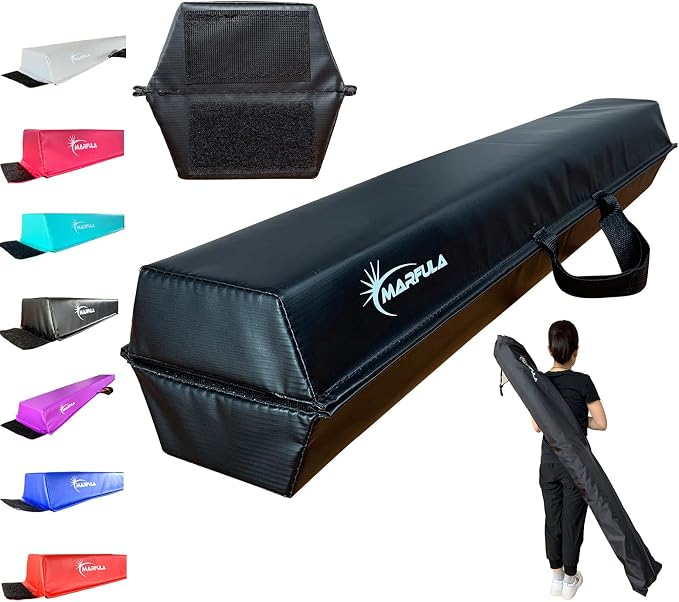 MARFULA Balance Beam - Folding Floor Gymnastics Equipment for Kids, Non Slip Base - 6 FT to 10 FT for Home Gym Use
