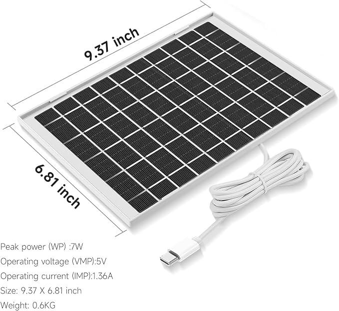 4 Pack 5V 7W Cam Solar Panel Charger for USB Type C Outdoo Security Camera Compatible Arlo Essential 2K 2nd Gen 3rd, Arlo Pro 6th Gen 2025 Release, Roku Battery Camera & Roku Cam Plus & More Cam