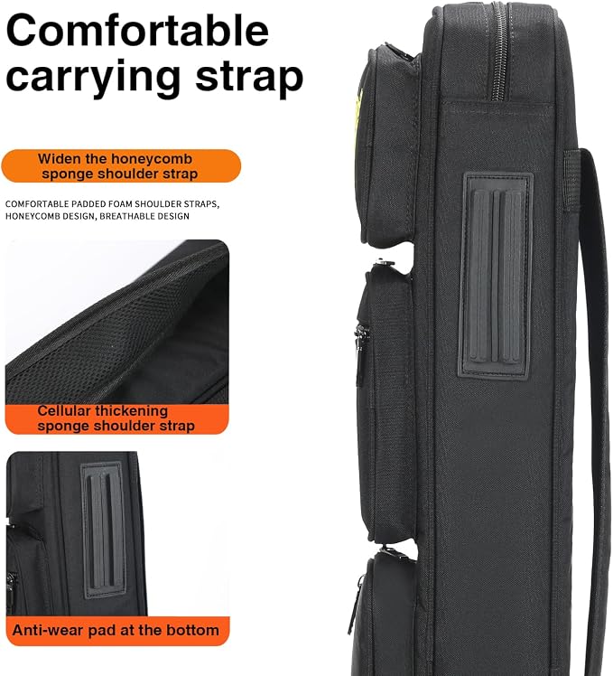 Pool Cue Case 4x4, Pool Cue Carrying Case Soft Padded Billiard Stick Bag with Multi-pocket for 4 Butts and 4 Shafts, Pool Stick Case Cue Bag with Backpack-straps for Pool Cues and Accessories